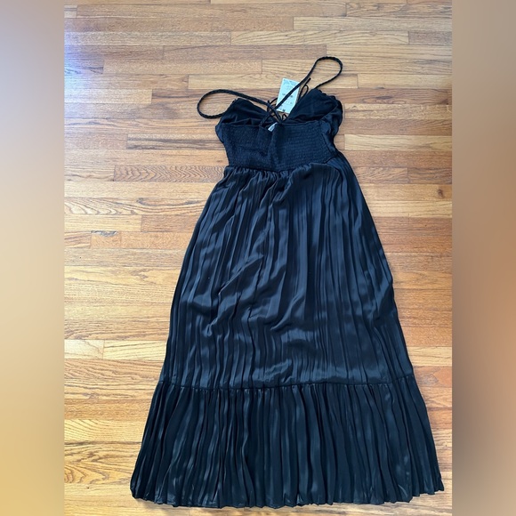 NWT Zara Satin-Like Black Maxi Dress in Black Size Medium - Picture 4 of 6
